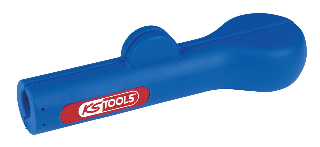 A blue plastic protective tube with rounded ends and a red 'KS TOOLS' logo on the side.