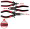 Three pliers in various sizes (160 mm, 180 mm, 200 mm) by KS TOOLS, positioned side by side with red and black handles.