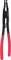 Red pliers with non-slip grip, black, metal tips, suitable for precision work.