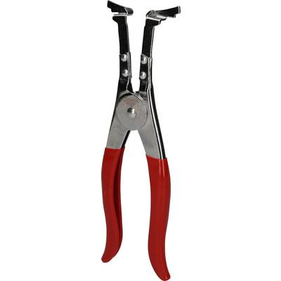 A red pointed pliers with metal jaws, suitable for work in electronics or mechanics.