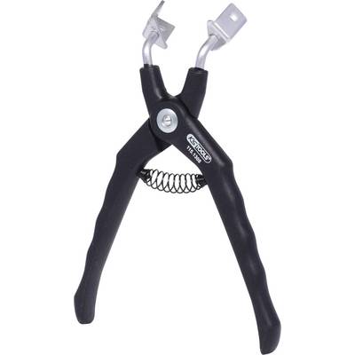'KS Tools spring clip pliers, black, with ergonomic handles and spring mechanism, for releasing clips during vehicle construction.'