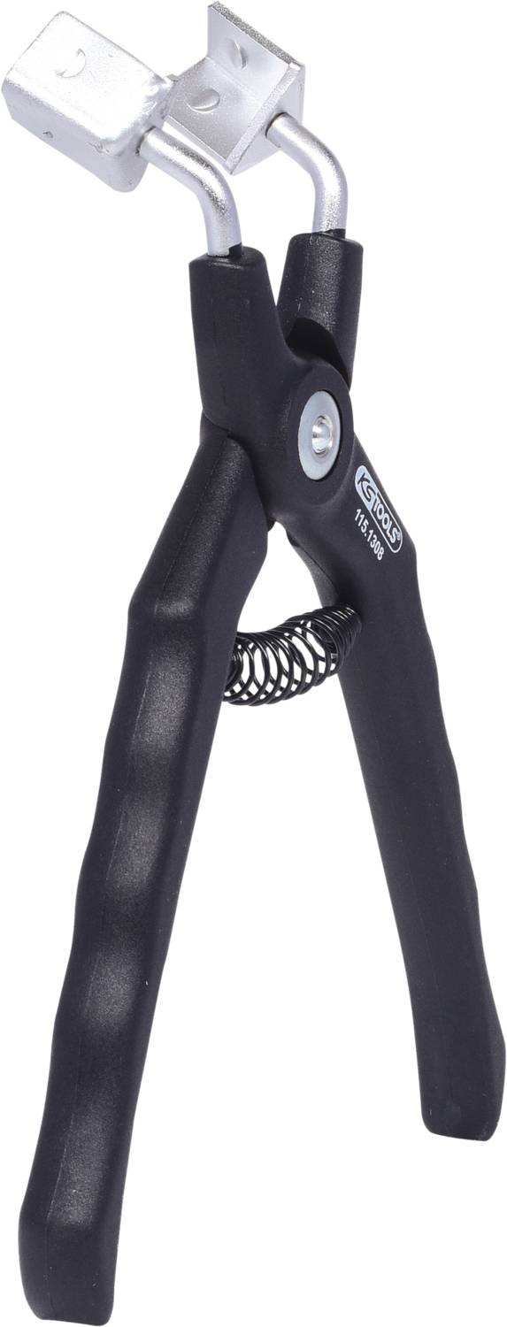 Black pliers with silver gripping surfaces, suitable for precise holding and working with small objects.