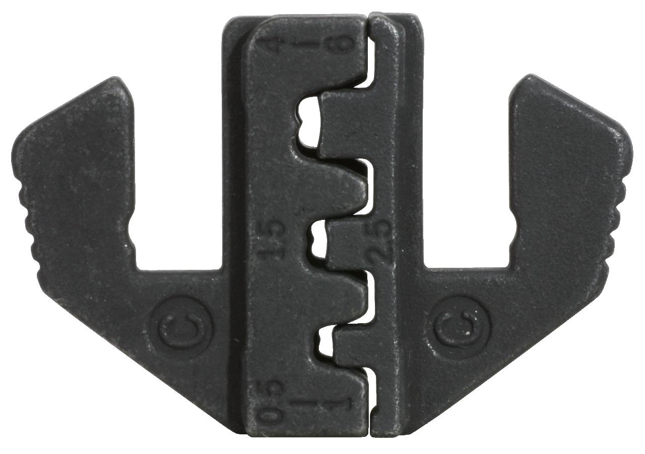 A black multi-purpose tool with various sized notches, likely for stripping cables, against a white background.