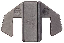 Grey metal clip with 'RJ 22 4P' printed in the centre and two symmetrical wings, marked with 'G1' at the ends.