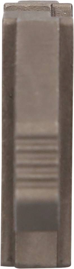 A metallic block with a smooth surface and grooves on one side.