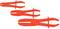 Three red plastic tube clamps of different sizes, used for blocking liquid flows in tubes.