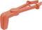 A bright orange plastic clamp used for blocking tubes in technical or medical applications.