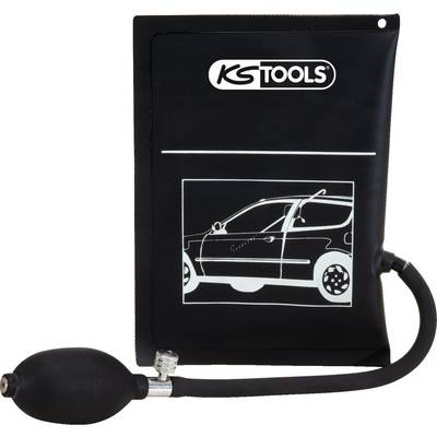 Black air cushion tool with a white car diagram, used for carefully opening doors without causing damage.
