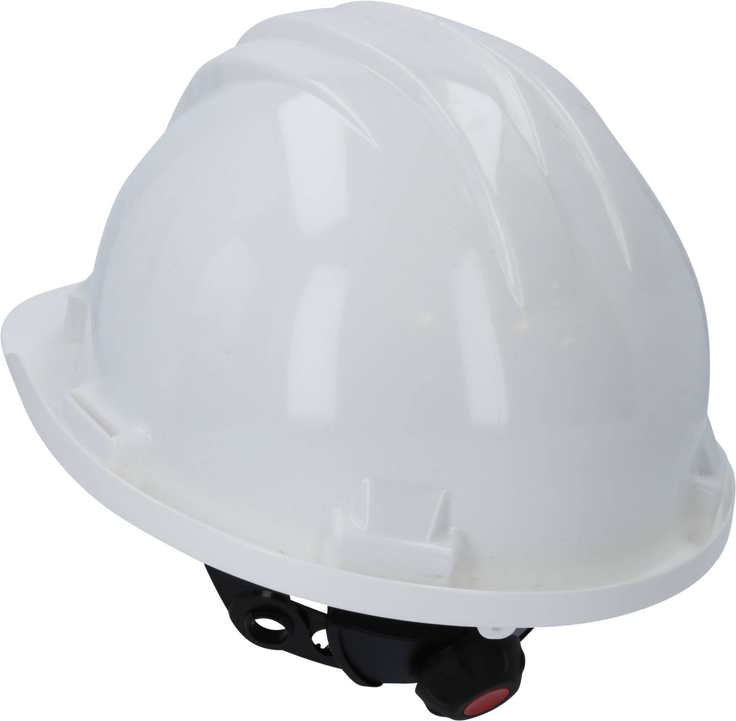 A white hard hat for protection during construction work.