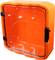 Orange wall-mounted protective cabinet with a transparent front. Suitable for storing rescue or first aid equipment.