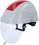 Work safety helmet with face shield, red
