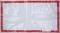 Transparent tablecloth with a red border in a checked design.
