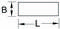 Rectangle with length 'L' and width 'B', shown with dimension arrows.