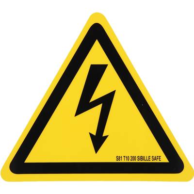 Warning sign with a black lightning symbol on a yellow background, indicating danger from electrical current.