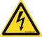 Warning sign with a black lightning symbol on a yellow background, indicating danger from electrical current.