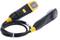 'Voltage tester with display and cable, black and yellow, for measuring electrical voltages.'