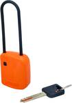 Lock padlock, orange, composite material, 76 mm