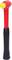 A red soft-faced hammer with a yellow head and black handle. Designed for work where surfaces should not be damaged.