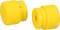 Two yellow, cylindrical objects with smooth surfaces lying side by side. They each have a slit and an opening.