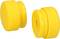 Two yellow, cylindrical plastic caps, shown side by side. They have different heights and a central hollow space.