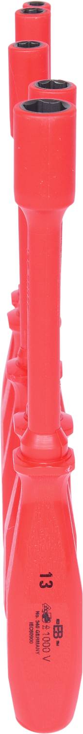 Square stack of red plastic tools with side-printed markings, used for technical work or repairs.