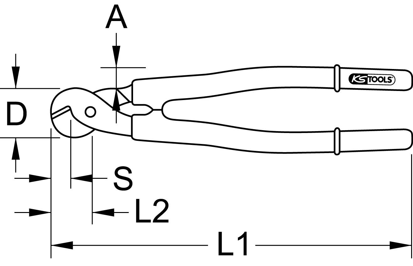 Figure shows a sketch of a cutting tool with length specifications: total length L1, cutting range L2, openings A and D.