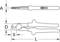 'Technical drawing of a pliers with handle, brand name, and dimension lines A, D, S, L, representing different lengths and sizes.'