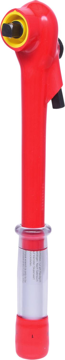 Red hand pump with black valve attachment and silver handle. Suitable for bicycle tyres or inflatable items.