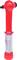 Red medical otoscope with illuminated tip and ergonomic handle.