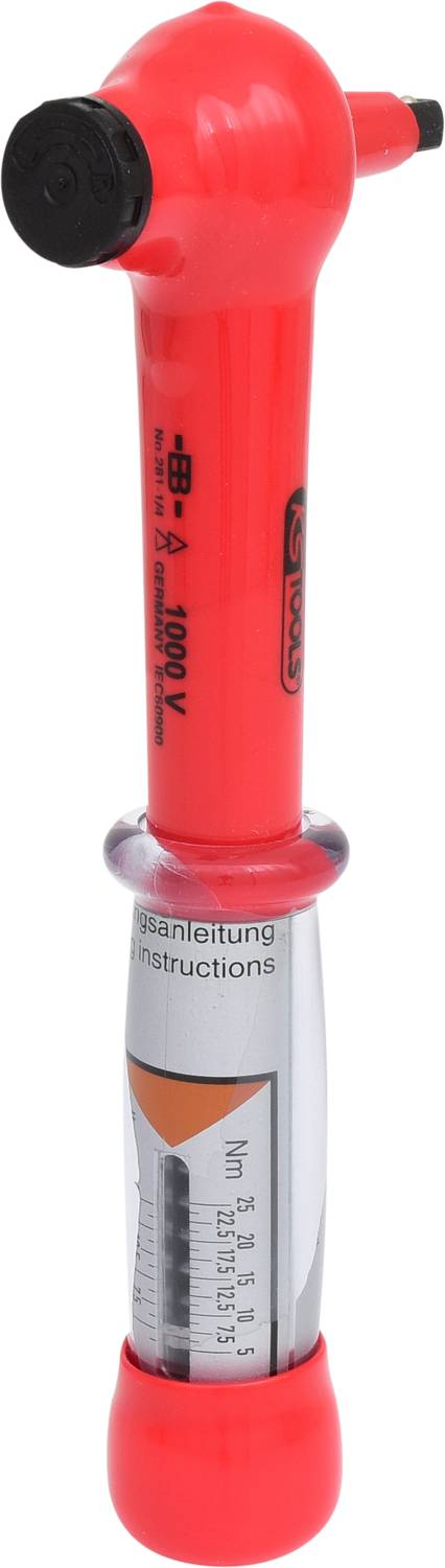Red voltage tester for 1000V with instructions in the handle. Suitable for electrical safety inspections.