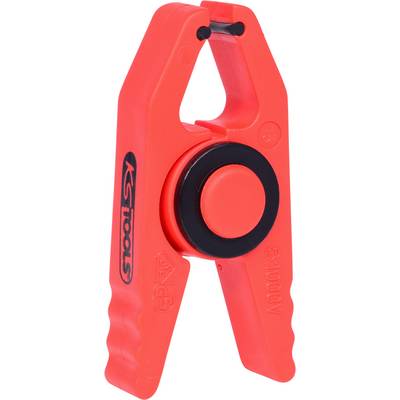 Red insulated tool with black handles and KS Tools logo. Designed for protection during electrical work up to 1000V.