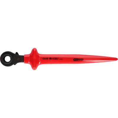 Red spanner with a round opening at the end. Marking '15x19' and 'KS Tools' on the handle.