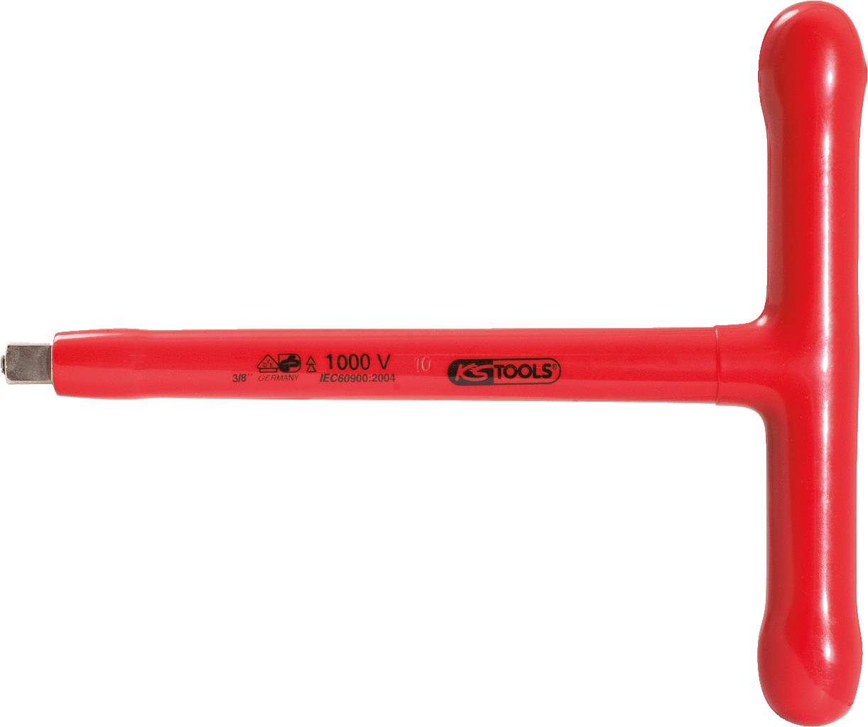 A red T-handle key for work up to 1000 volts by KS Tools. Suitable for safe application during electrical work.