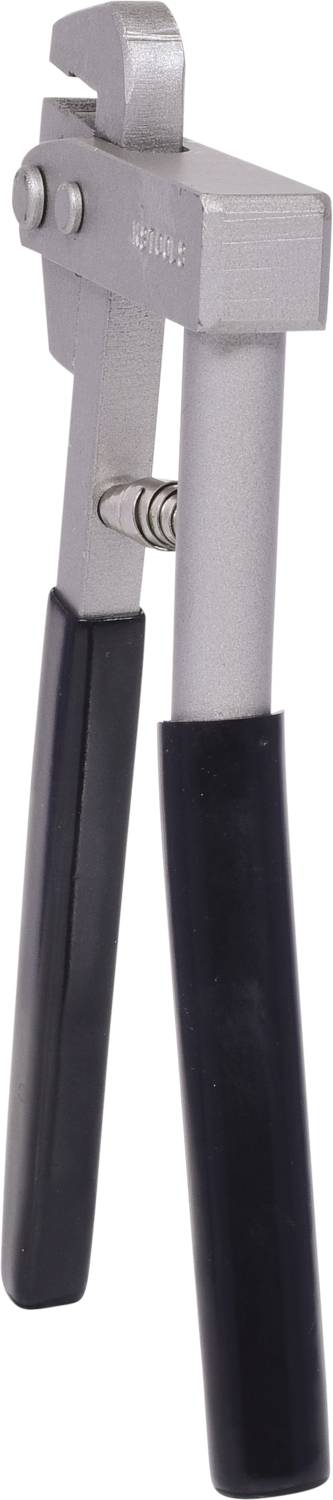 A silver tile lifter with black handles, used among other things for lifting tiles or slabs.