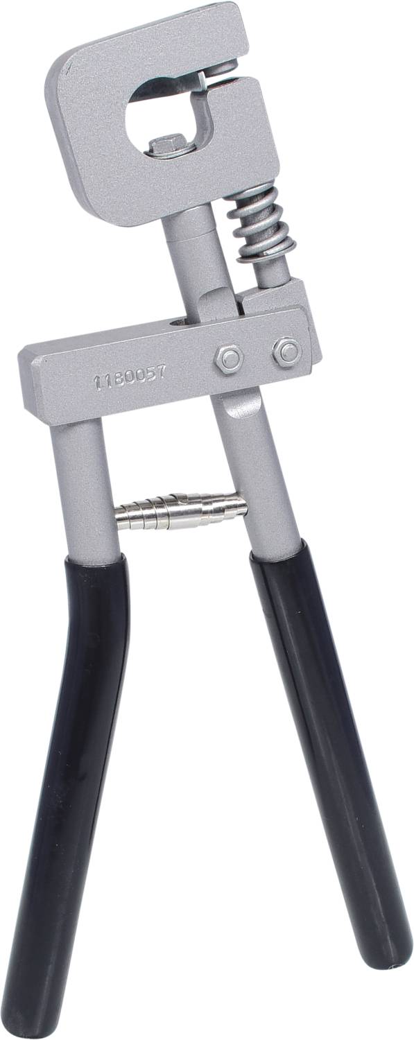 Metal hand pliers with black handles, robust design, suitable for specialised gripping or cutting tasks in craftwork.