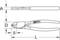 'Drawing of a wire cutter with dimensions: A (jaw opening), D (head width), S (cutting length), L (overall length) marked.'