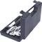 'An opened black tool case displays pliers and various tool inserts.'