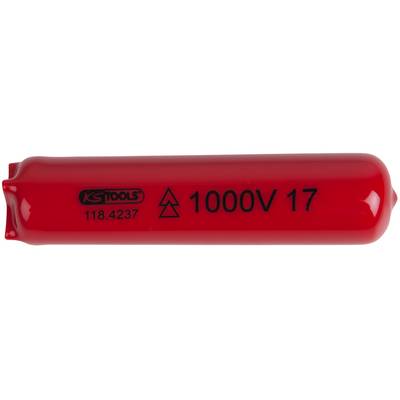 Red screwdriver handle with inscription '1000V 17', suitable for work on live parts up to 1000 volts.