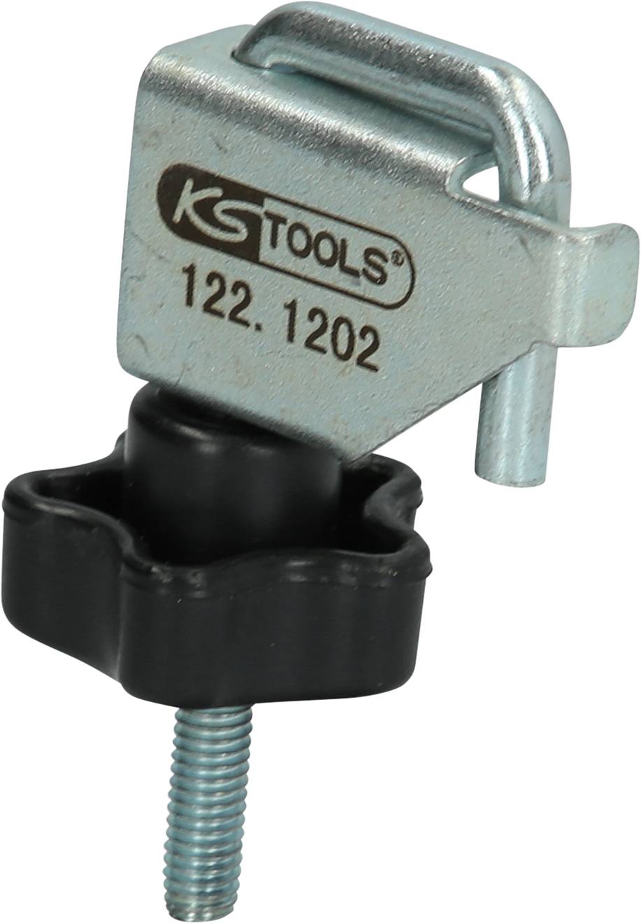 Metal cable clamp, black and silver, with 'KS Tools' logo and model number 122.1202.