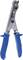 Pliers with blue metal handles, for gripping and holding objects, standing upright.