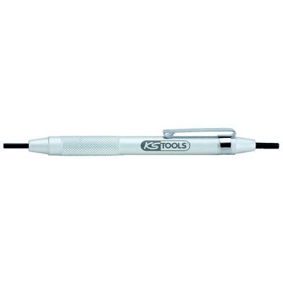 Silver, cylindrical ballpoint pen with clip, grip pattern, and "KSTools" logo, set against a white background.