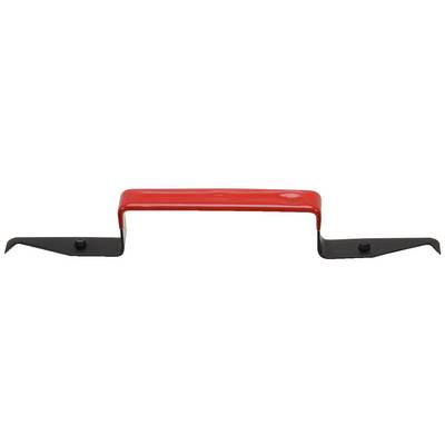 A red and black handle with two pointed hooks at the ends, possibly a tool or spare part.