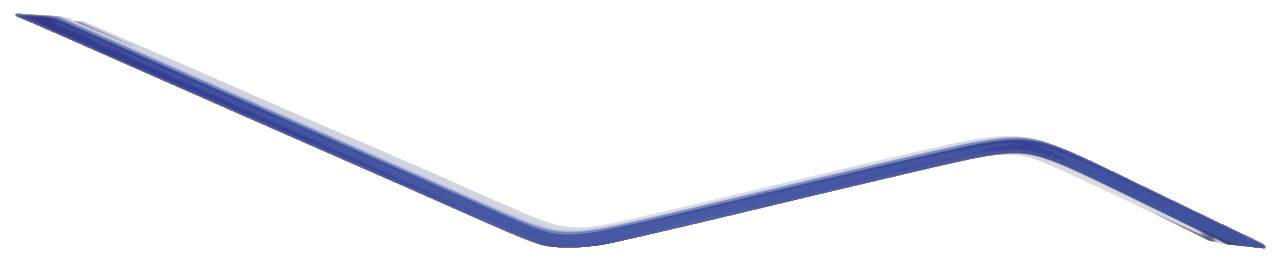 A curved, blue line on a white background, running from top left to bottom right and then making a sharp arc to the left.