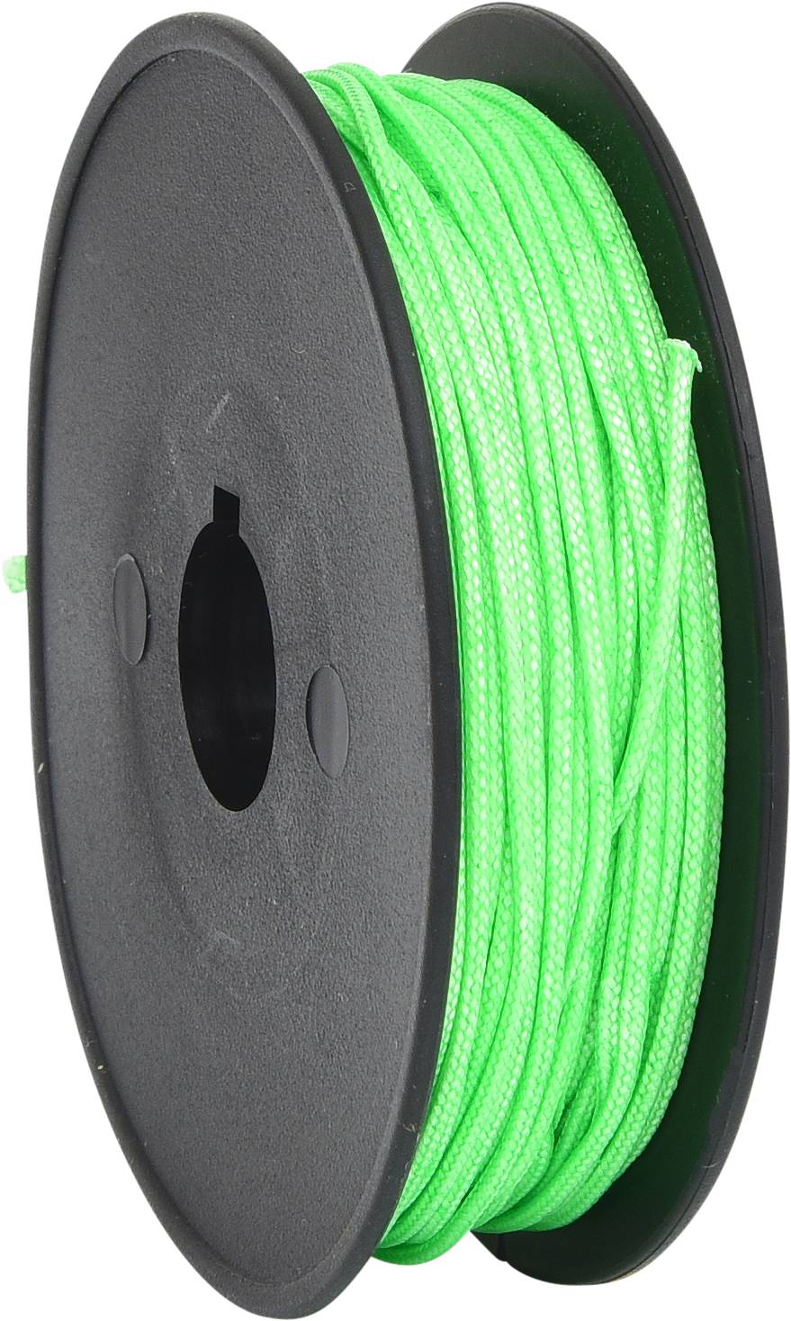 Green string on a black reel.