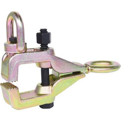A gold-coloured metal tool with a screw mechanism, designed to clamp or pull objects. Suitable for vehicle repairs.