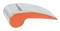 A silver and orange metal tool with a curved shape, possibly a wedge or lever tool.