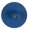 Blue round plastic wall plug on a white background, top-down view.