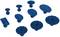 Blue Dent Pulling and Paintless Dent Removal Tool Set comprising various sizes of plastic vacuum suction cups for bodywork repairs.