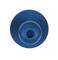 A blue, round plastic component with a central hole, potentially a sealing or connecting element.