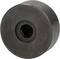 Black skateboard wheel made of rubber, cylindrical with an opening in the centre. Compatible with standard axles.
